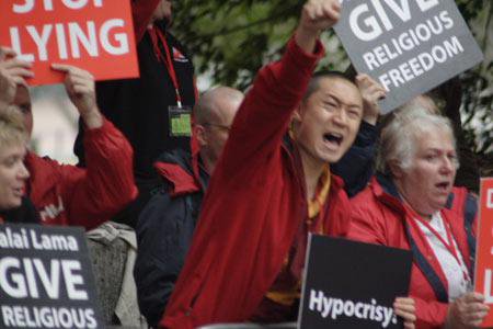 Members of Western Shugden Society Protest against the Dalai Lama in 2008.