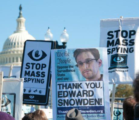Protest against mass surveillance in Washington DC, October 2013. 
