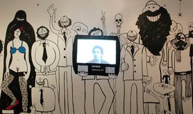 Egyptian artist Bassem Yousri's wall installation "Parliament of the Revolution"
