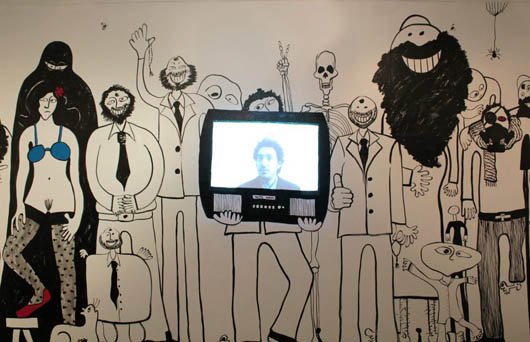 Egyptian artist Bassem Yousri&#39;s wall installation "Parliament of the Revolution"