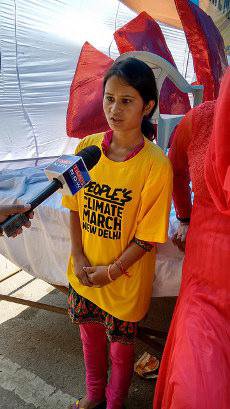 Girl on climate march in Delhi interviewed
