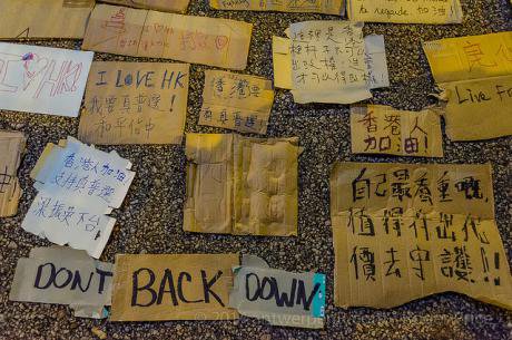 Messages at pro-democracy demonstration in Hong Kong