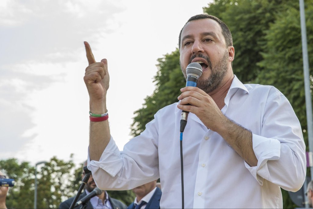 Salvini near Turin in 2018.