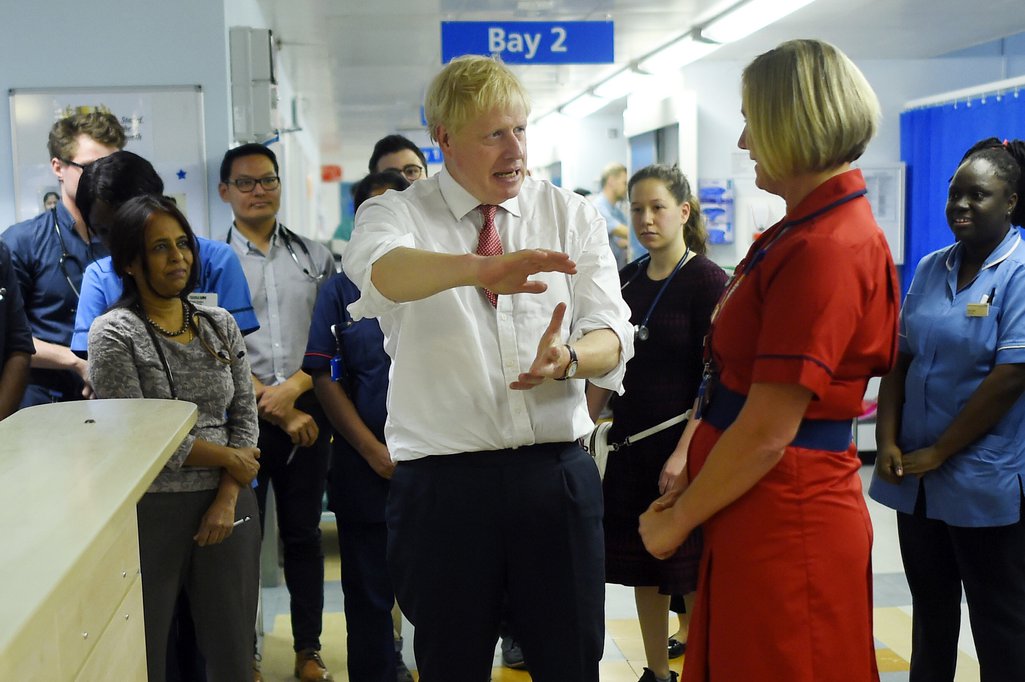 Boris Johnson visiting Watford General Hospital following his funding announcement