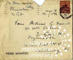 Letter from Prime Minister Stanley Baldwin addressed to Millcent Fawcett