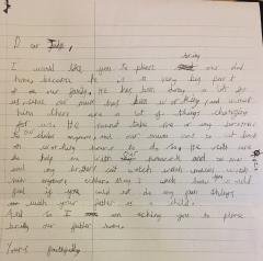 Handwritten letter. Child&#39;s handwriting.