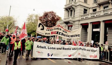 Workers marching on May Day in Zurich