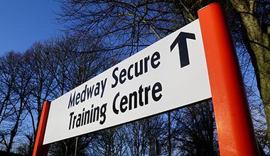 White sign saying, Medway Secure Training Centre