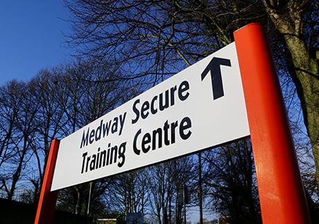 White sign saying, Medway Secure Training Centre