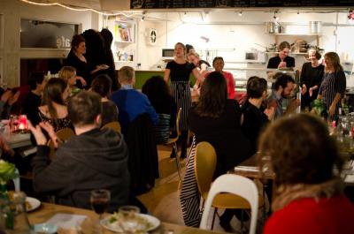 Guests at Mazí Mas pop-up in 2012.