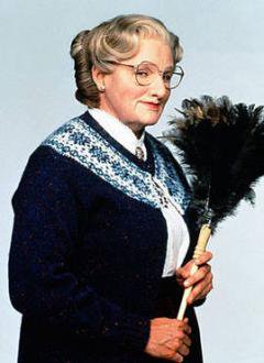 Image of older women with feather duster