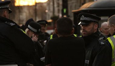 Metropolitan Police in London at work.