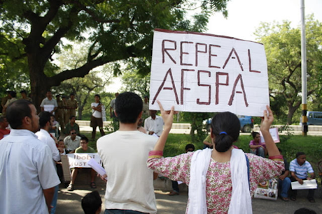 Irom’s cause reaches Delhi, where this 2009 protest took place to challenge the AFSPA. Joe Athialy/Flickr. Some rights reserved.