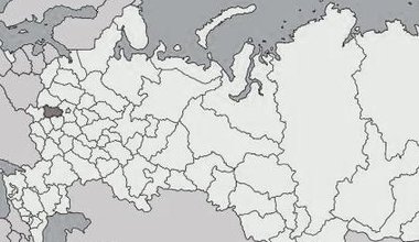 Oryol oblast on the Russia's map