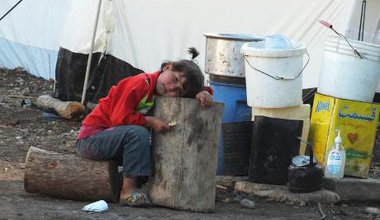 Girl in camp for internally displaced in mountains of Latakia