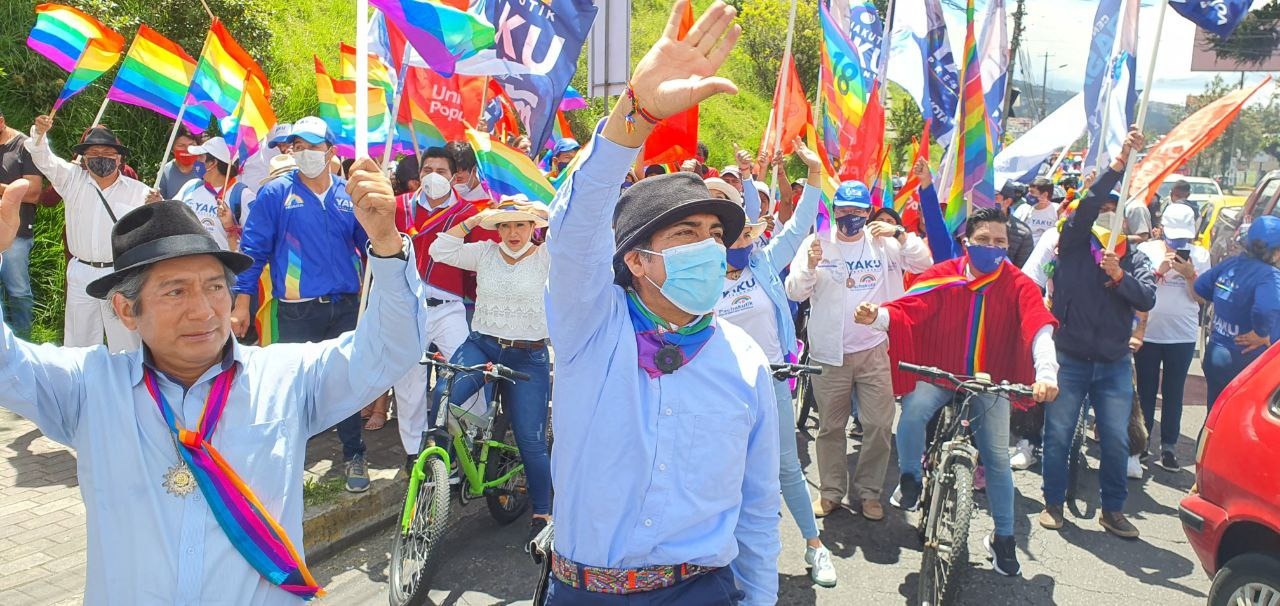 Yaku Perez, presidential candidate for the Claro Que Se Puede alliance,  consisting of the Socialist Party, Popular Unity and Democracy parties,  speaks during an event to present his government plan, in Quito